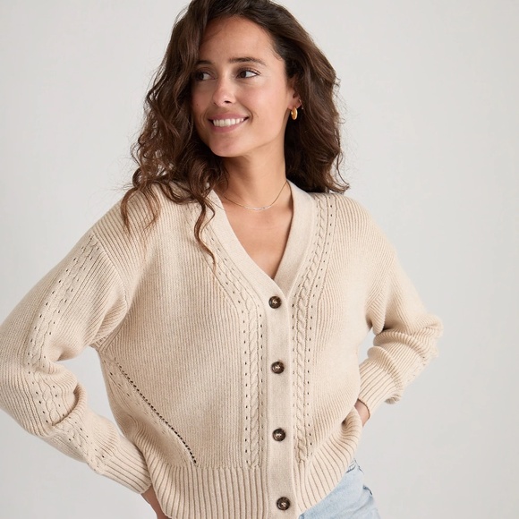 Marine Layer Robin Crop Cardigan in Oatmeal Sz S Cozy Basics Classic Fall Winter - Picture 1 of 9